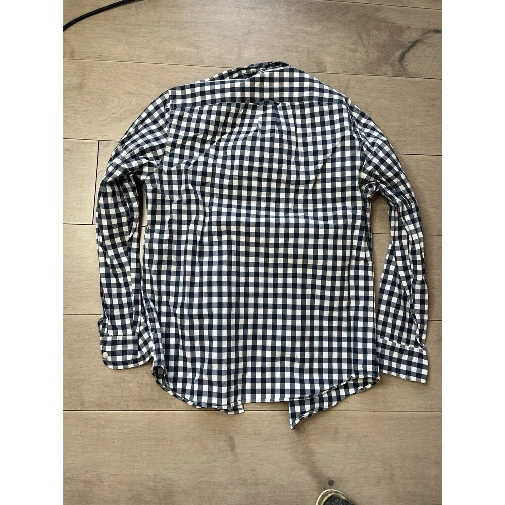 J. J Crew blue white gingham plaid long sleeves button Down Men shirt S